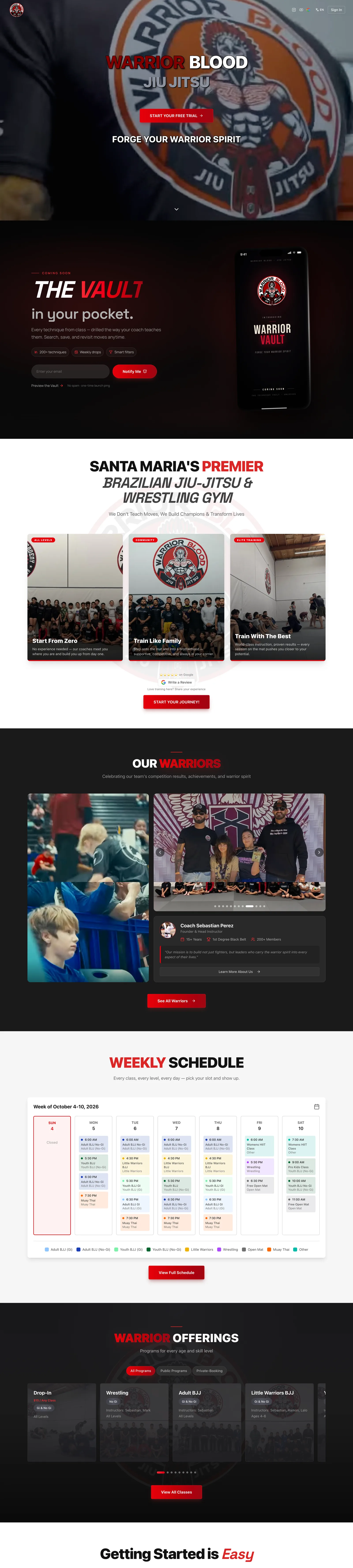 Warrior Blood Jiu Jitsu home page