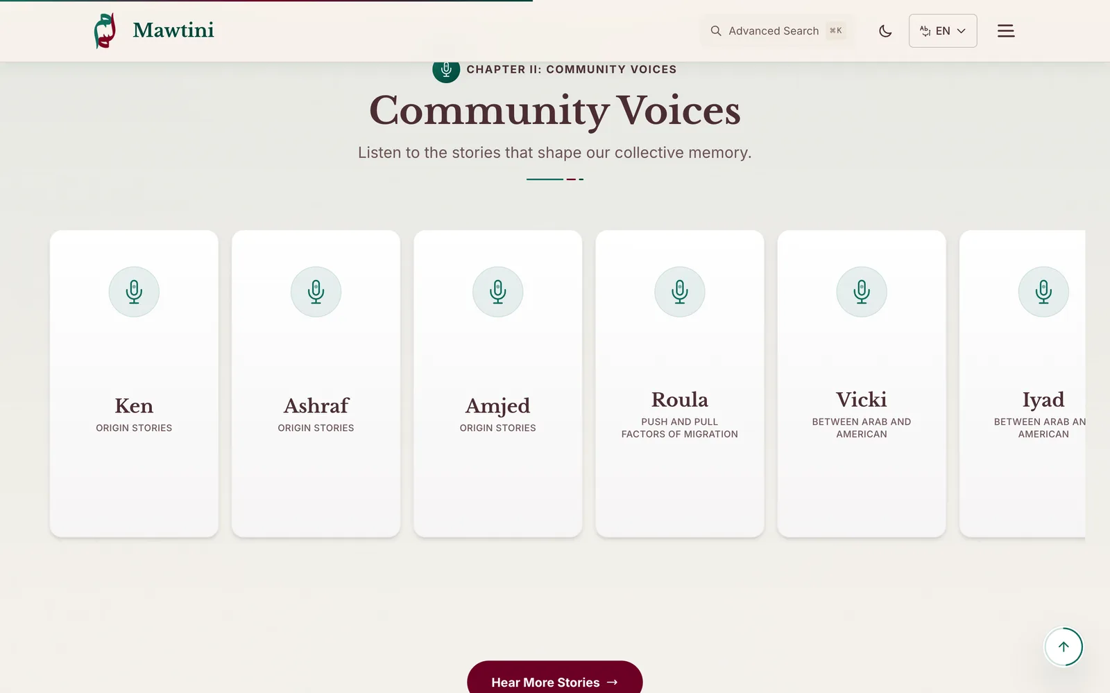 Community Voices, recorded stories to listen to